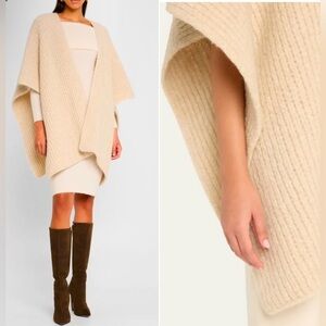 CURRENT SEASON Sofia Cashmere chunky knitted cashmere blend cape in oat NWT